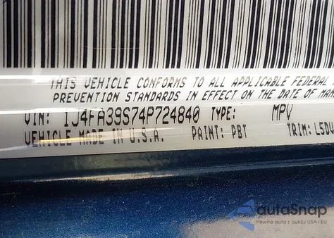 2004 Jeep Wrangler X z USA, uszkodzony, nr VIN 1J4FA39S74P724840